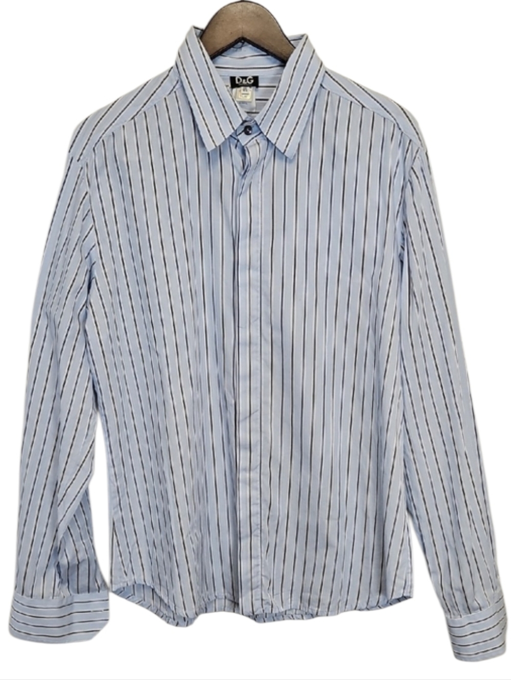 Dolce & Gabbana Mens Blue Striped Dress Shirt, Size 40/54